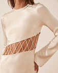 Arienzo Asymmetrical Lace Up Maxi Dress