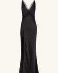Leticia Silk Lace Split Maxi Dress - Black