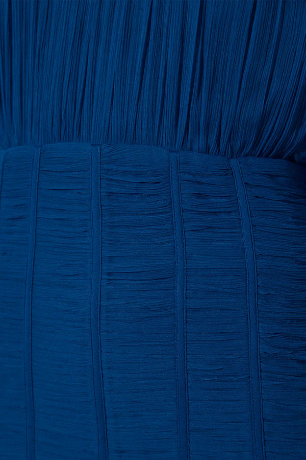 Maya Plunged Tie Back Midi Dress - Strong Blue