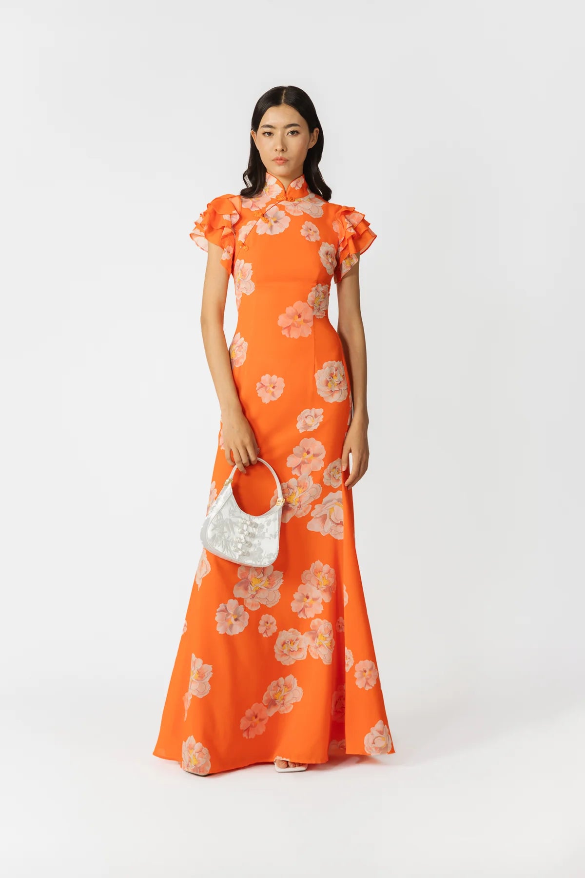 Sylvie Floral Dress in Orange Multi