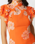 Sylvie Floral Dress in Orange Multi