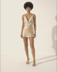 Valeria Silk Contrast Cowl Neck Mini Dress