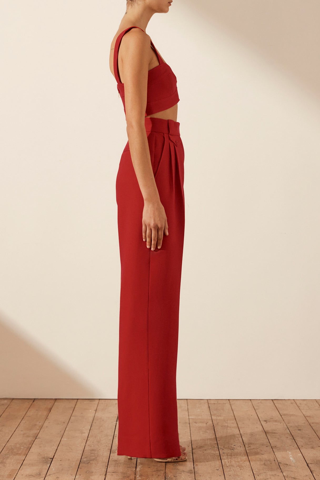 Irena High Waisted Tailored Pant - Roma Red