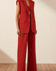 Irena Sleeveless Tailored Blazer - Roma Red