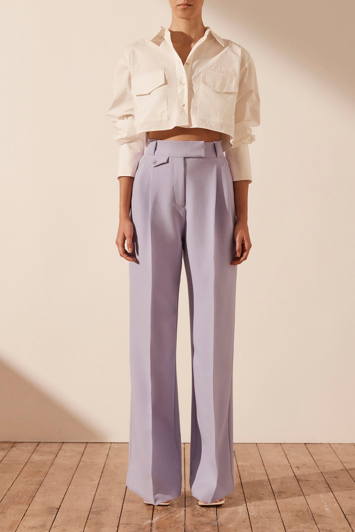 Irena High Waisted Tailored Pant - Lavender