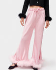 Boudoir Pants with Feathers in Pink