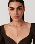 Articulated Beaded Stone Slider Lariat Necklace