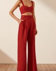 Irena High Waisted Tailored Pant - Roma Red