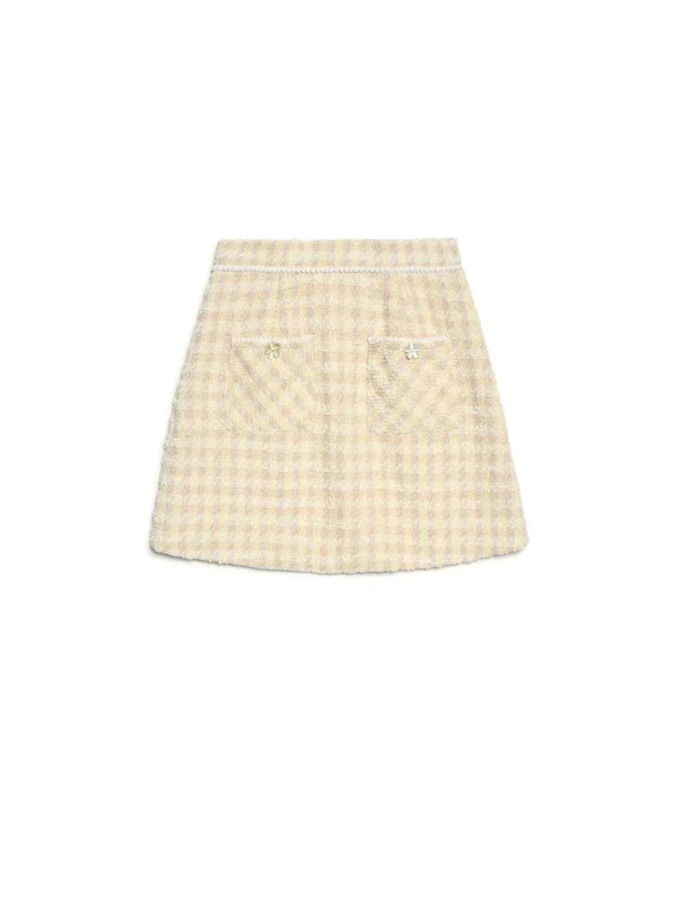 Meadow Check Tweed Skirt