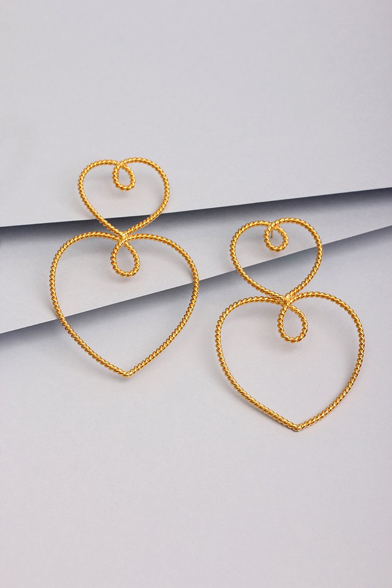 The Double Heart of Gold Earrings