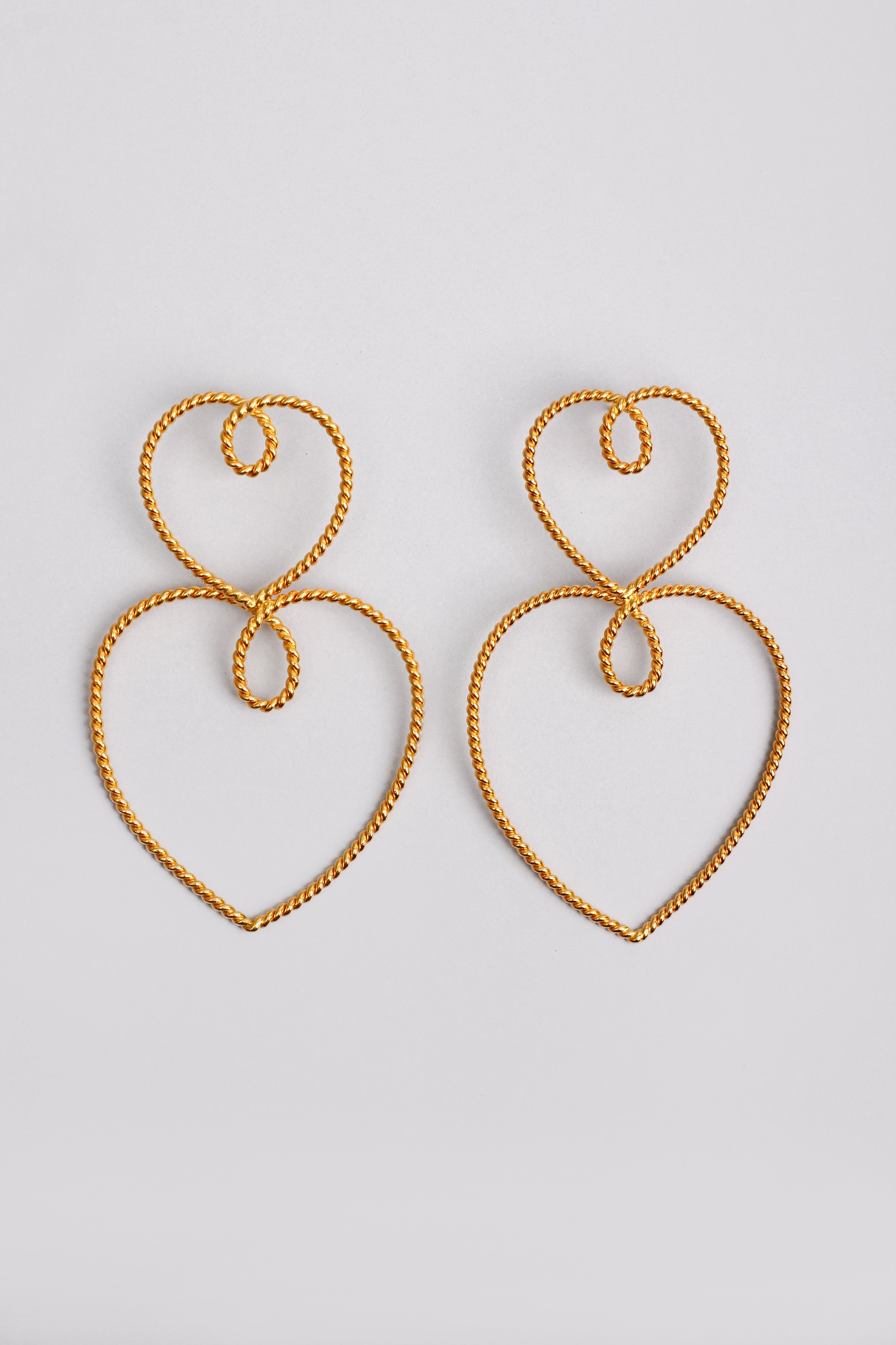 The Double Heart of Gold Earrings